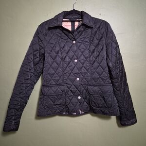 Burberry London Quilted Jacket Black Nova Check Lining Size M AS IS